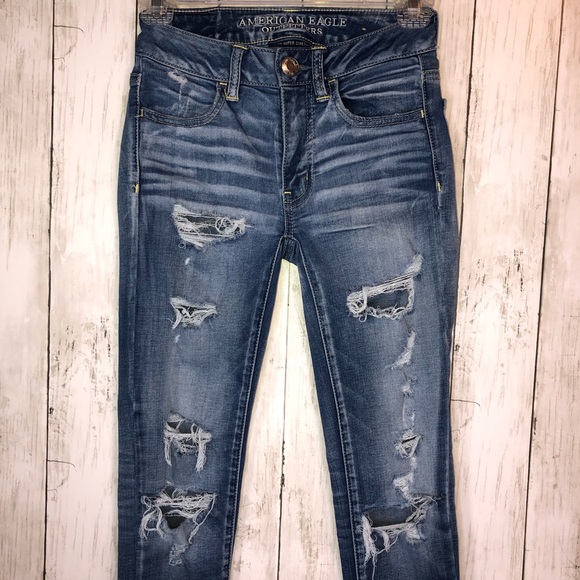 American Eagle Distressed Jegging Super Stretch 00 - Picture 6 of 7